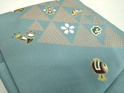 平和屋着物●つけ帯　鱗宝尽くし花文　金彩　正絹　逸品　未使用　DABA1857ps