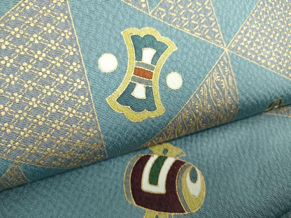 平和屋着物●つけ帯　鱗宝尽くし花文　金彩　正絹　逸品　未使用　DABA1857ps