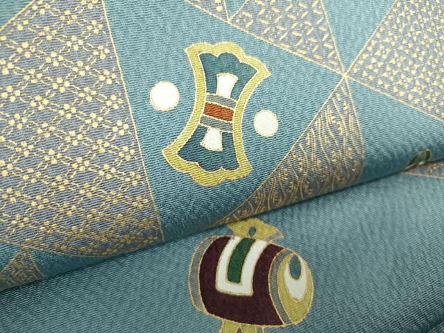 平和屋着物●つけ帯　鱗宝尽くし花文　金彩　正絹　逸品　未使用　DABA1857ps