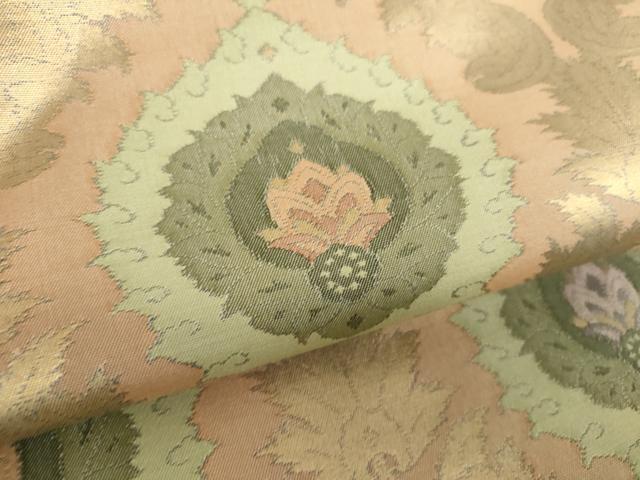 平和屋着物●つけ帯　六寿織　更紗花菱　金糸　正絹　逸品　DABA1858ps