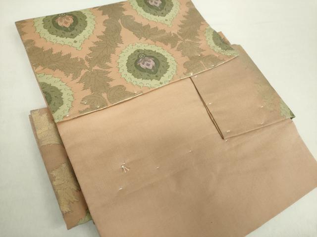 平和屋着物●つけ帯　六寿織　更紗花菱　金糸　正絹　逸品　DABA1858ps