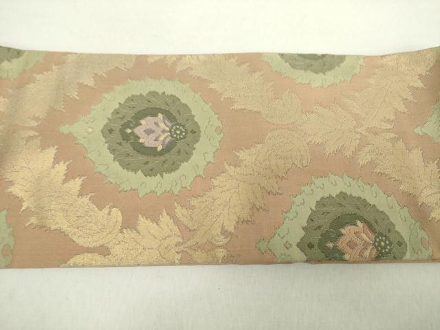 平和屋着物●つけ帯　六寿織　更紗花菱　金糸　正絹　逸品　DABA1858ps