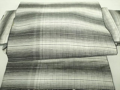 平和屋着物●つけ帯　格子　銀糸　正絹　逸品　DABA1860ps