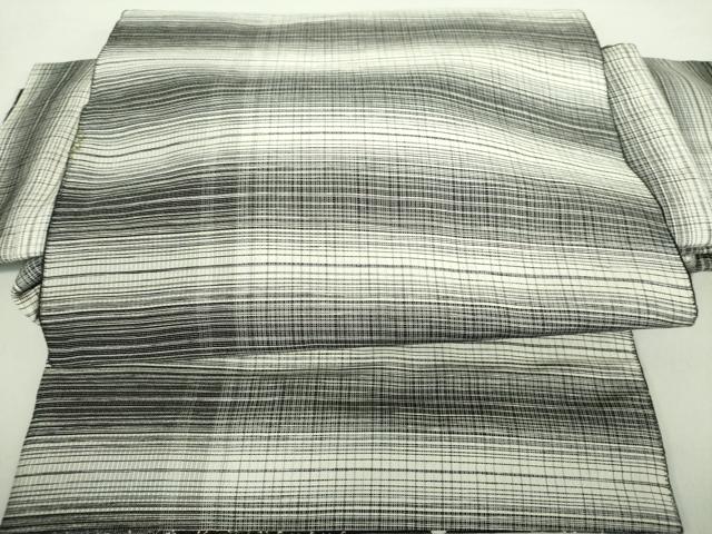 平和屋着物●つけ帯　格子　銀糸　正絹　逸品　DABA1860ps