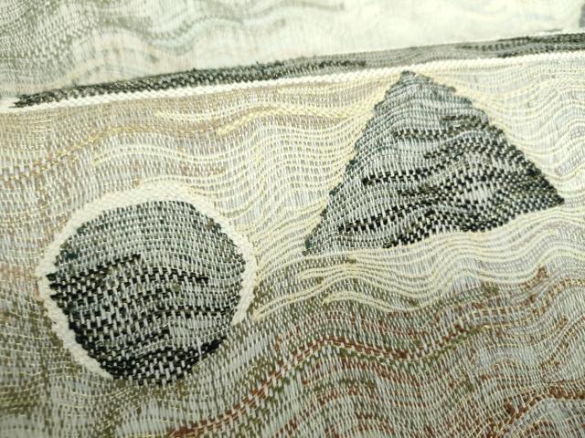 平和屋着物●つけ帯　スリーシーズン帯　春　夏　秋　櫛織り　抽象文様　金銀糸　正絹　逸品　未使用　DABA1861ps 平和屋着物○つけ帯 スリーシーズン帯 春 夏 秋 櫛織り 抽象文様