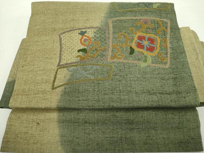 平和屋着物●中国三大刺繍 スワトウ相良刺繍 総刺繍 ワンタッチつけ帯 紬地 やまと誂製 説明書・専用帯板付き 正絹 逸品 未使用 DABA1863ps