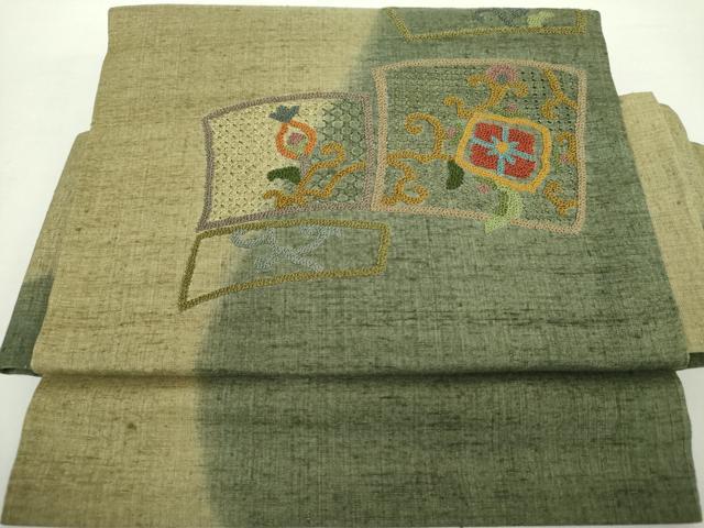 平和屋着物●中国三大刺繍 スワトウ相良刺繍 総刺繍 ワンタッチつけ帯 紬地 やまと誂製 説明書・専用帯板付き 正絹 逸品 未使用 DABA1863ps