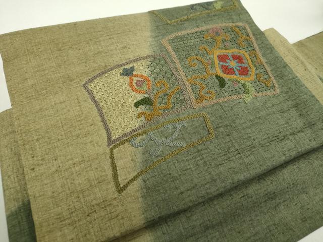 平和屋着物●中国三大刺繍 スワトウ相良刺繍 総刺繍 ワンタッチつけ帯 紬地 やまと誂製 説明書・専用帯板付き 正絹 逸品 未使用 DABA1863ps