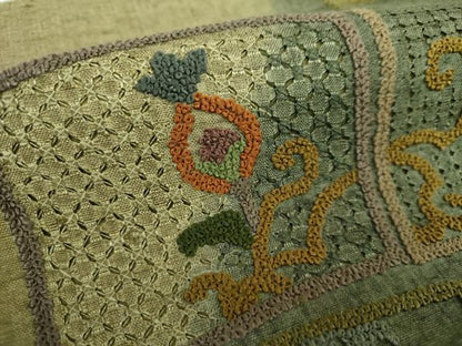 平和屋着物●中国三大刺繍 スワトウ相良刺繍 総刺繍 ワンタッチつけ帯 紬地 やまと誂製 説明書・専用帯板付き 正絹 逸品 未使用 DABA1863ps