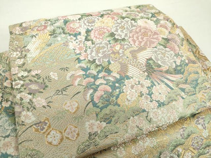 平和屋着物●ワンタッチつけ帯　唐織　吉祥鳳凰花文　金糸　正絹　逸品　DABA1865ps