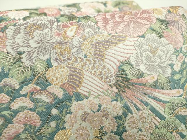平和屋着物●ワンタッチつけ帯　唐織　吉祥鳳凰花文　金糸　正絹　逸品　DABA1865ps