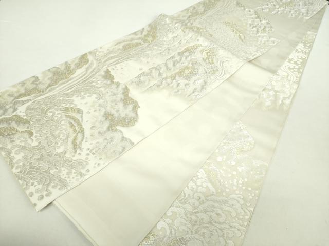 平和屋着物●両面　全通柄袋帯　唐織　立波風景　金銀糸　正絹　逸品　DABA1866ps