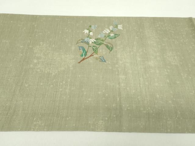 平和屋着物▼太鼓柄袋帯 紬地 草花文 正絹 逸品 DABA1868ps