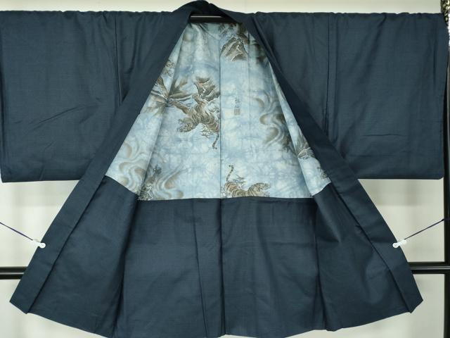 平和屋着物●男性 紬 アンサンブル キングサイズ 長羽織 100亀甲 総詰め 正絹 逸品 未使用 DABA1874ps