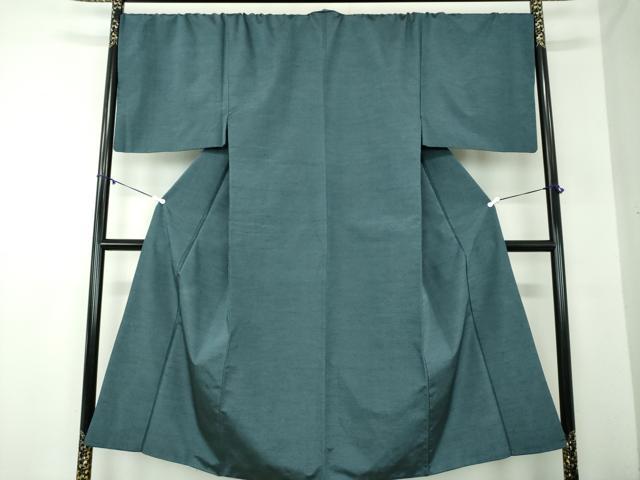 平和屋着物●男性 紬 アンサンブル キングサイズ 長羽織 絹好織 鉄御納戸色 証紙付き 正絹 逸品 DABA1876ps