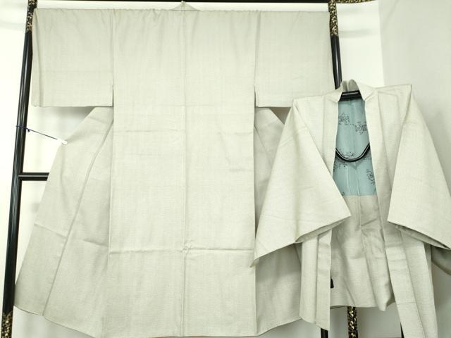 平和屋着物●男性 紬 アンサンブル キングサイズ 羽裏・鳥獣戯画 120亀甲 総詰め 正絹 逸品 DABA1877ps
