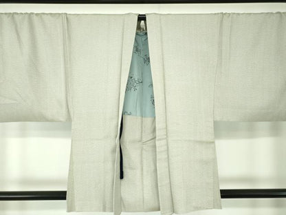平和屋着物●男性 紬 アンサンブル キングサイズ 羽裏・鳥獣戯画 120亀甲 総詰め 正絹 逸品 DABA1877ps