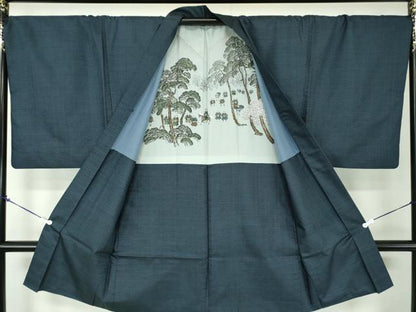 平和屋着物●男性 本場大島紬 アンサンブル 長羽織 100亀甲 総詰め 正絹 逸品 未使用 DABA1878ps