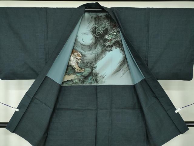 平和屋着物●男性 本場大島紬 アンサンブル 長羽織 100亀甲 総詰め 正絹 逸品 DABA1879ps