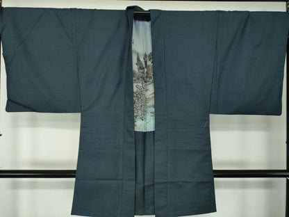 平和屋着物●男性　本場大島紬　アンサンブル・長襦袢(袷)セット　長羽織　100亀甲　総詰め　正絹　逸品　DABA1880ps