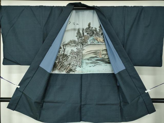 平和屋着物●男性　本場大島紬　アンサンブル・長襦袢(袷)セット　長羽織　100亀甲　総詰め　正絹　逸品　DABA1880ps