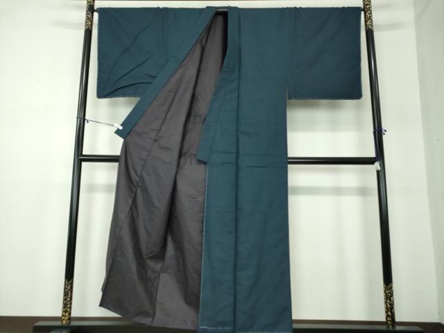 平和屋着物●男性　紬　アンサンブル・長襦袢(無双仕立て)セット　長羽織　100亀甲　総詰め　正絹　逸品　未使用　DABA1881ps