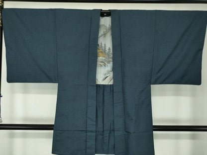 平和屋着物●男性　本場大島紬　アンサンブル・長襦袢(袷)セット　長羽織　100亀甲　総詰め　正絹　逸品　DABA1882ps
