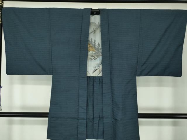 平和屋着物●男性　本場大島紬　アンサンブル・長襦袢(袷)セット　長羽織　100亀甲　総詰め　正絹　逸品　DABA1882ps