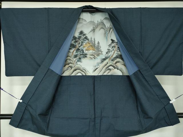 平和屋着物●男性　本場大島紬　アンサンブル・長襦袢(袷)セット　長羽織　100亀甲　総詰め　正絹　逸品　DABA1882ps