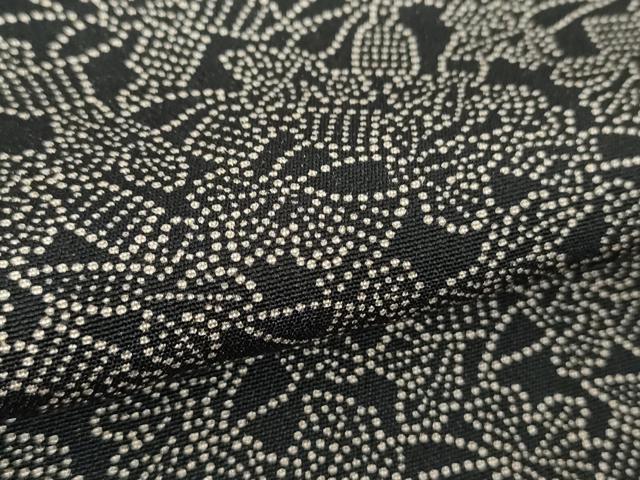 平和屋着物●江戸小紋　草花文　黒地　正絹　逸品　DABA1883ps