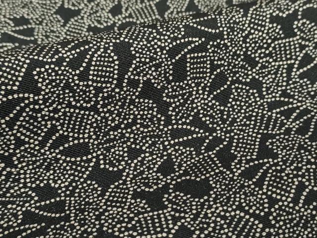 平和屋着物○江戸小紋 草花文 黒地 正絹 逸品 DABA1883ps