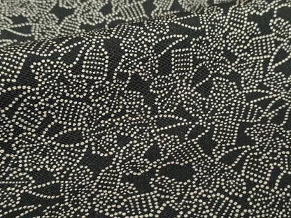 平和屋着物●江戸小紋　草花文　黒地　正絹　逸品　DABA1883ps