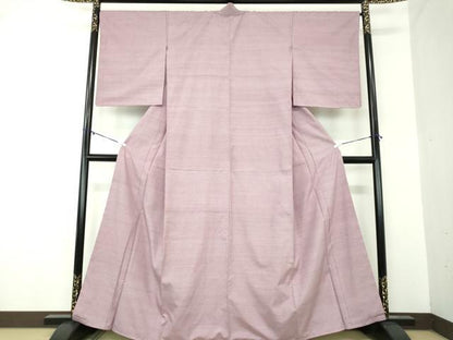 平和屋着物●結城紬　色無地　浅紫色　正絹　逸品　未使用　DABA1884ps