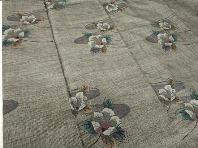 平和屋着物●本場大島紬　9マルキ　草花文　正絹　逸品　DABA1885ps