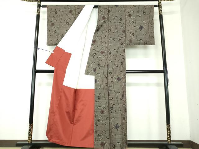 平和屋着物●本場大島紬　7マルキ　更紗花唐草文　正絹　逸品　未使用　DABA1888ps