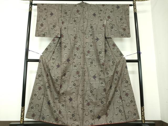 平和屋着物●本場大島紬　7マルキ　更紗花唐草文　正絹　逸品　未使用　DABA1888ps