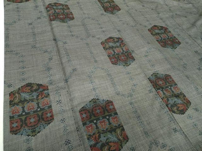 平和屋着物●本場大島紬　7マルキ　亀甲花文　反端付き　正絹　逸品　DABA1889ps