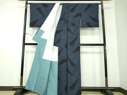 平和屋着物●結城紬　80亀甲　切嵌文様　鈴乃屋扱い　正絹　逸品　DABA1894ps