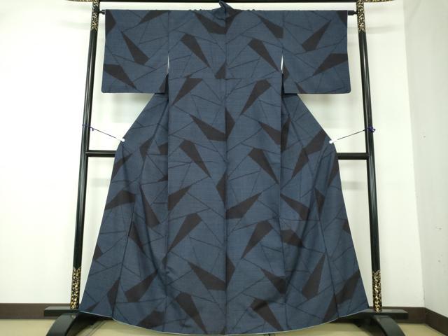 平和屋着物●結城紬　80亀甲　切嵌文様　鈴乃屋扱い　正絹　逸品　DABA1894ps