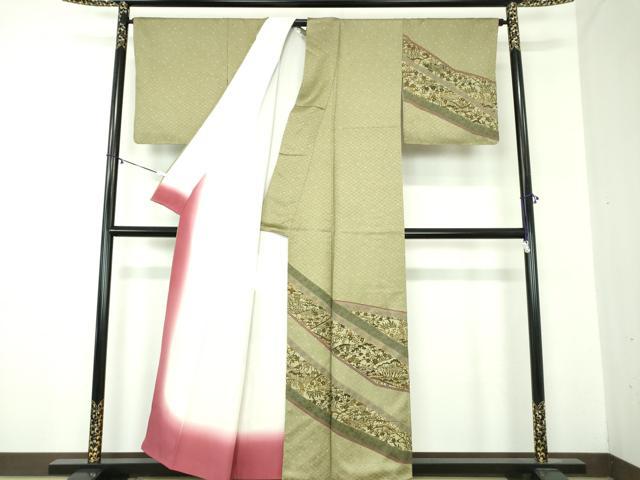 平和屋着物○訪問着 型染 風景花文 正絹 逸品 DABA1895ps