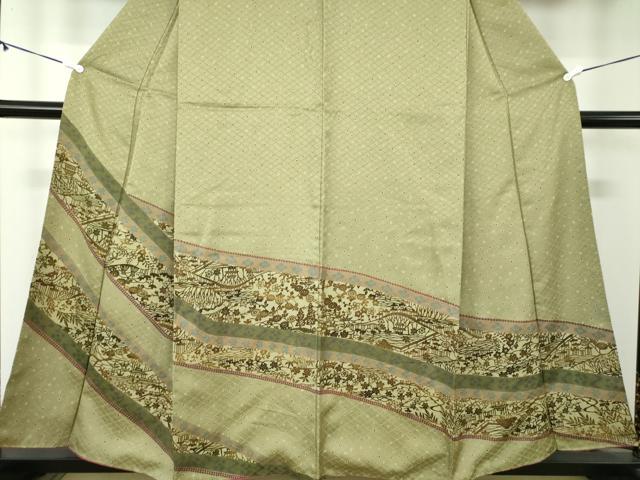 平和屋着物○訪問着 型染 風景花文 正絹 逸品 DABA1895ps