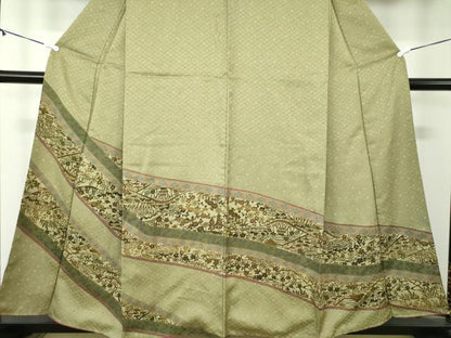 平和屋着物●訪問着　型染　風景花文　正絹　逸品　DABA1895ps