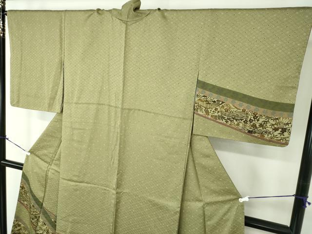 平和屋着物●訪問着　型染　風景花文　正絹　逸品　DABA1895ps