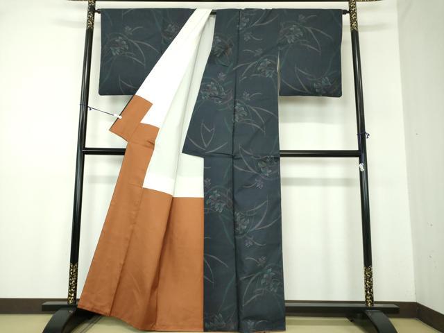 平和屋着物●本場大島紬　9マルキ　草花文　正絹　逸品　DABA1897ps