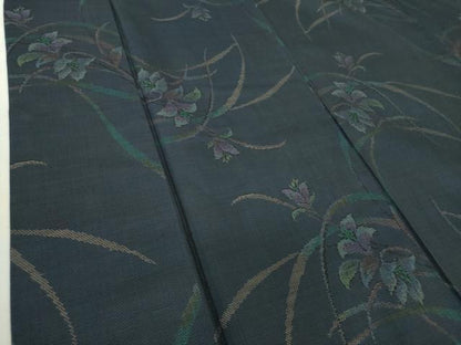 平和屋着物●本場大島紬　9マルキ　草花文　正絹　逸品　DABA1897ps
