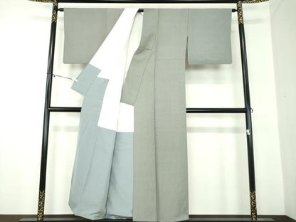 平和屋着物●江戸小紋　万筋　黒色×灰色　正絹　逸品　DABA1901ps