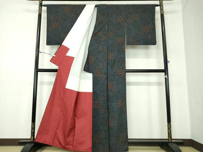 平和屋着物●本場大島紬　7マルキ　古代染色純泥染　亀甲正倉院花文　重田実英作　証紙付き　正絹　逸品　未使用　DABA1906ps