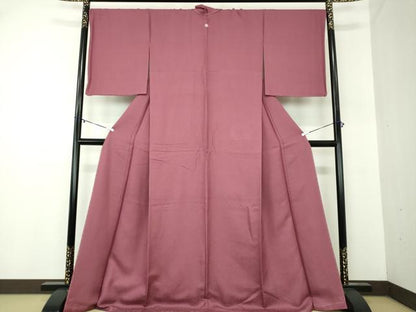 平和屋着物●上質な色無地　霞地紋　浅蘇芳色　さが美扱い　正絹　逸品　DABA1907ps