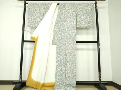 平和屋着物●上質な小紋　型染　松竹梅　反端付き　正絹　逸品　DABA1908ps
