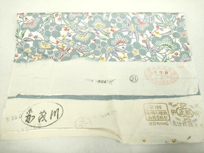 平和屋着物●上質な小紋　型染　松竹梅　反端付き　正絹　逸品　DABA1908ps